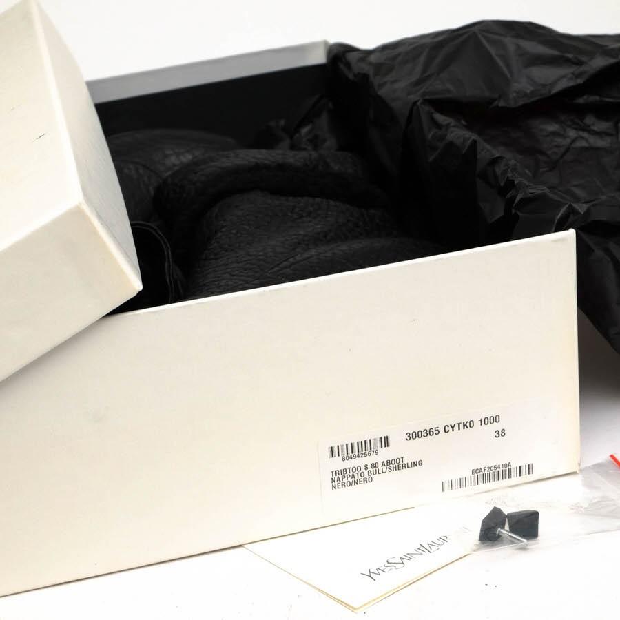 Saint Laurent Short Boots Shoes EU 38 US 8 Leather Black Authentic