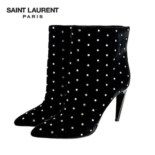 Saint Laurent Paris Short Boots Shoes EU 37 US 7 Black Authentic
