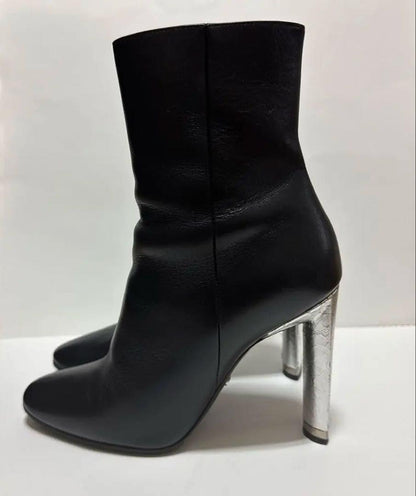 Christian Dior Short Boots Shoes EU 36.5 US 6.5 Leather Black Authentic