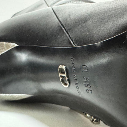 Christian Dior Short Boots Shoes EU 36.5 US 6.5 Leather Black Authentic