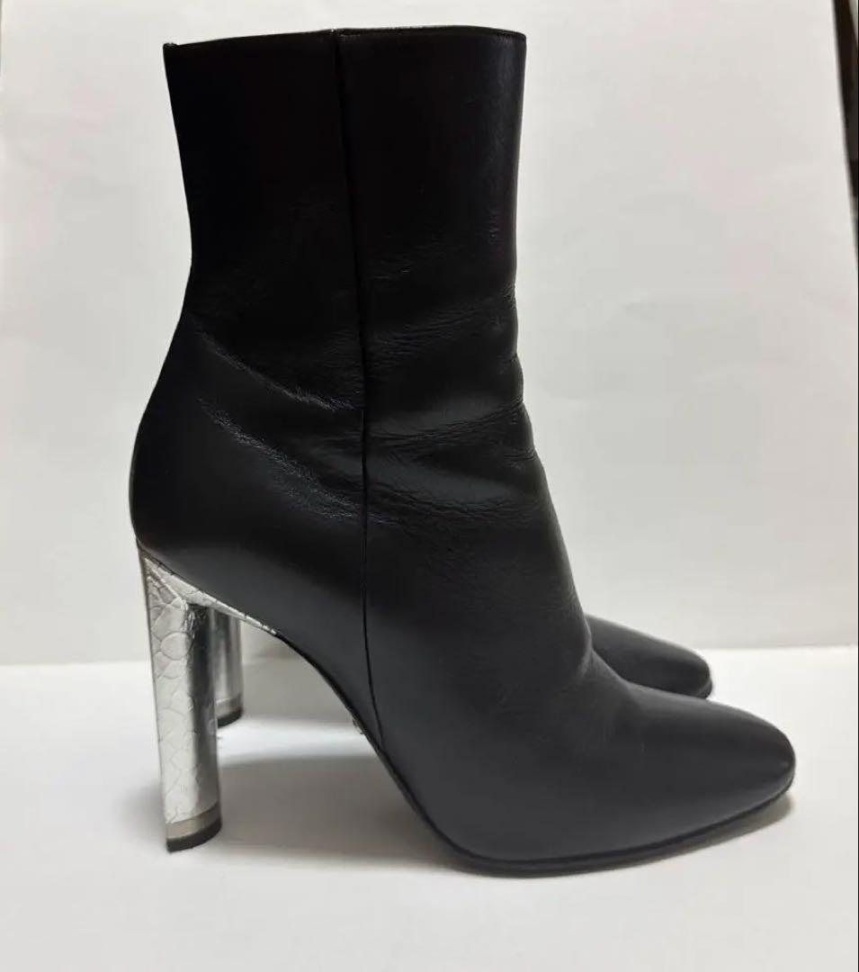 Christian Dior Short Boots Shoes EU 36.5 US 6.5 Leather Black Authentic