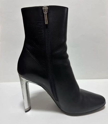 Christian Dior Short Boots Shoes EU 36.5 US 6.5 Leather Black Authentic