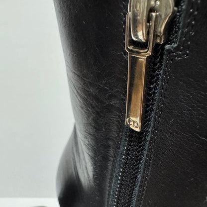 Christian Dior Short Boots Shoes EU 36.5 US 6.5 Leather Black Authentic