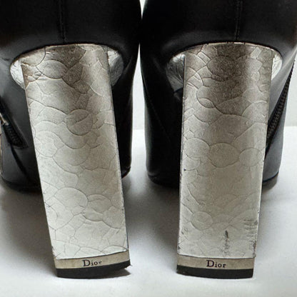 Christian Dior Short Boots Shoes EU 36.5 US 6.5 Leather Black Authentic