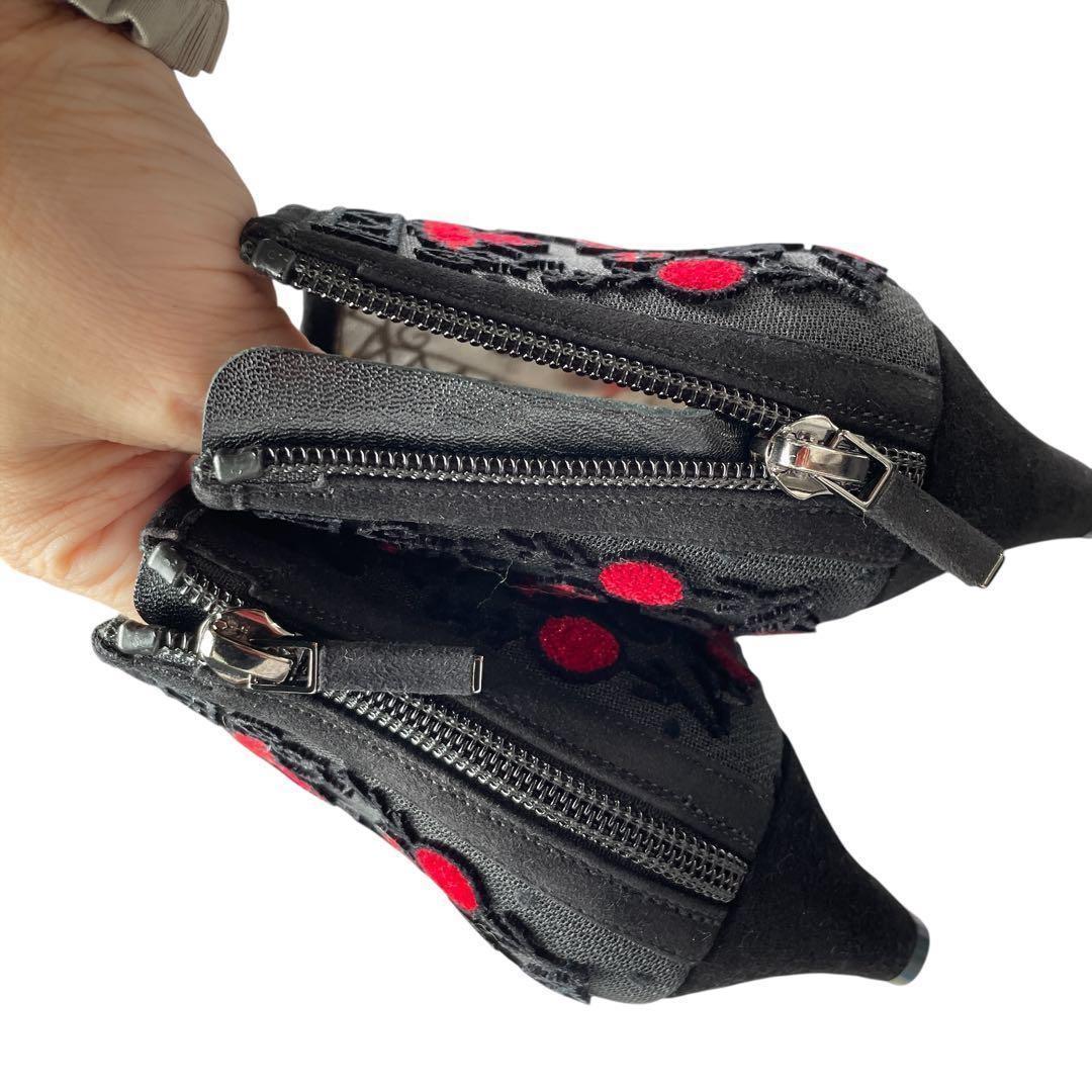 Christian Dior Short Boots Shoes EU 36.5 US 6.5 Black Red Authentic