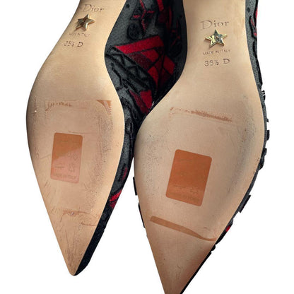 Christian Dior Short Boots Shoes EU 36.5 US 6.5 Black Red Authentic