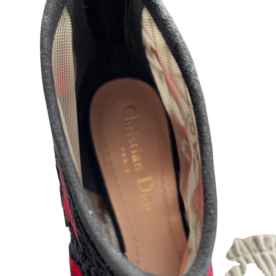 Christian Dior Short Boots Shoes EU 36.5 US 6.5 Black Red Authentic
