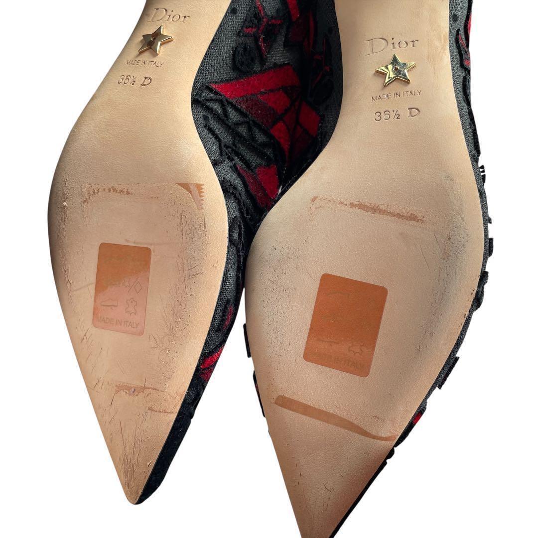 Christian Dior Short Boots Shoes EU 36.5 US 6.5 Black Red Authentic