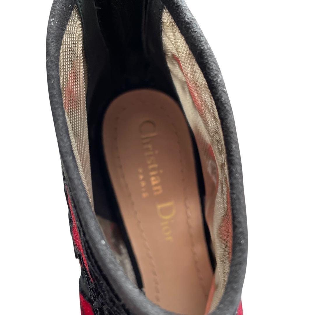Christian Dior Short Boots Shoes EU 36.5 US 6.5 Black Red Authentic