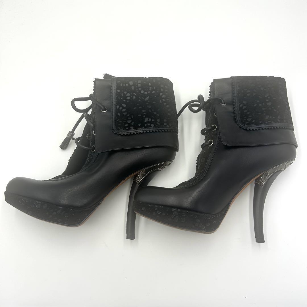 Christian Dior Short Boots Shoes EU 36.5 US 6.5 Black Authentic