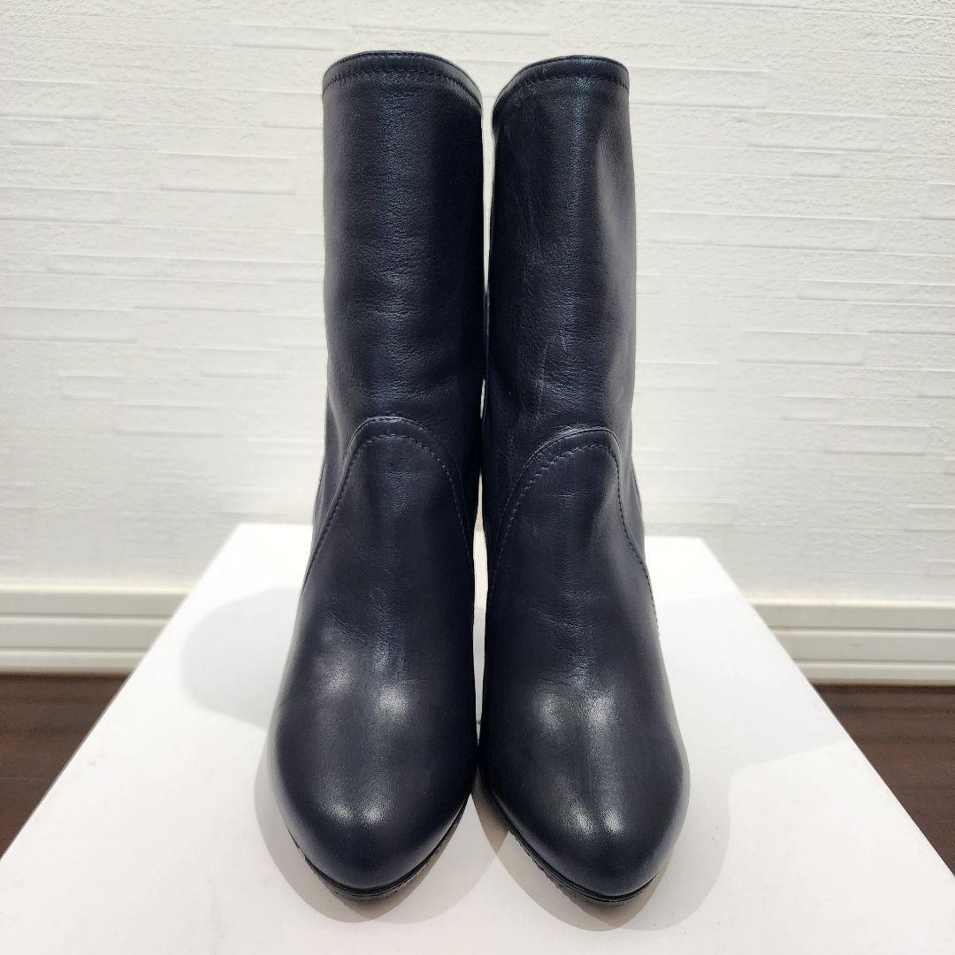 Christian Dior Short Boots Shoes EU 36.5 US 6.5 Leather Navy Authentic