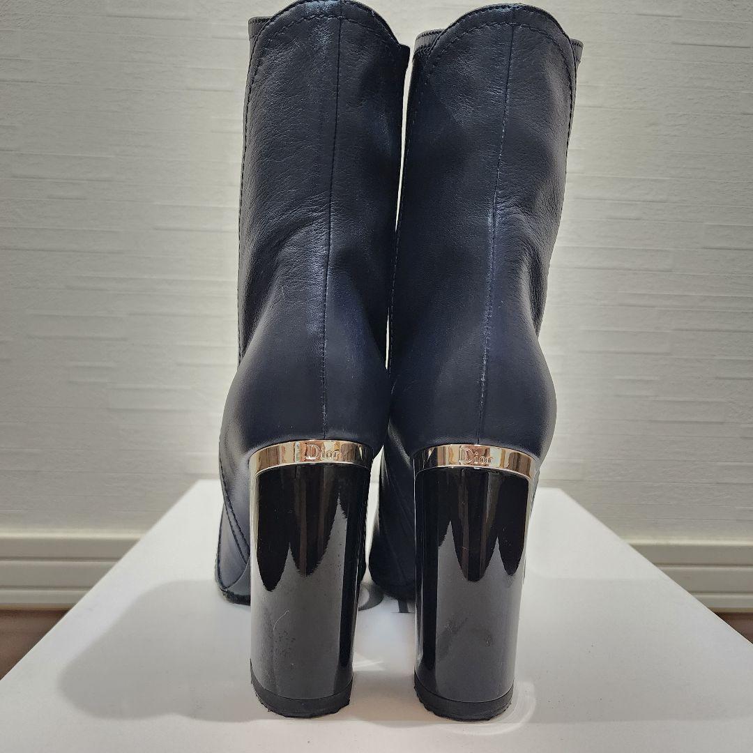 Christian Dior Short Boots Shoes EU 36.5 US 6.5 Leather Navy Authentic