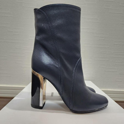 Christian Dior Short Boots Shoes EU 36.5 US 6.5 Leather Navy Authentic