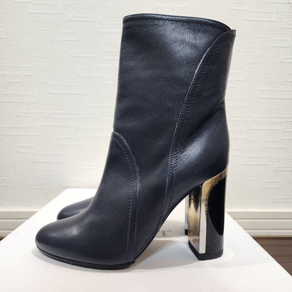 Christian Dior Short Boots Shoes EU 36.5 US 6.5 Leather Navy Authentic