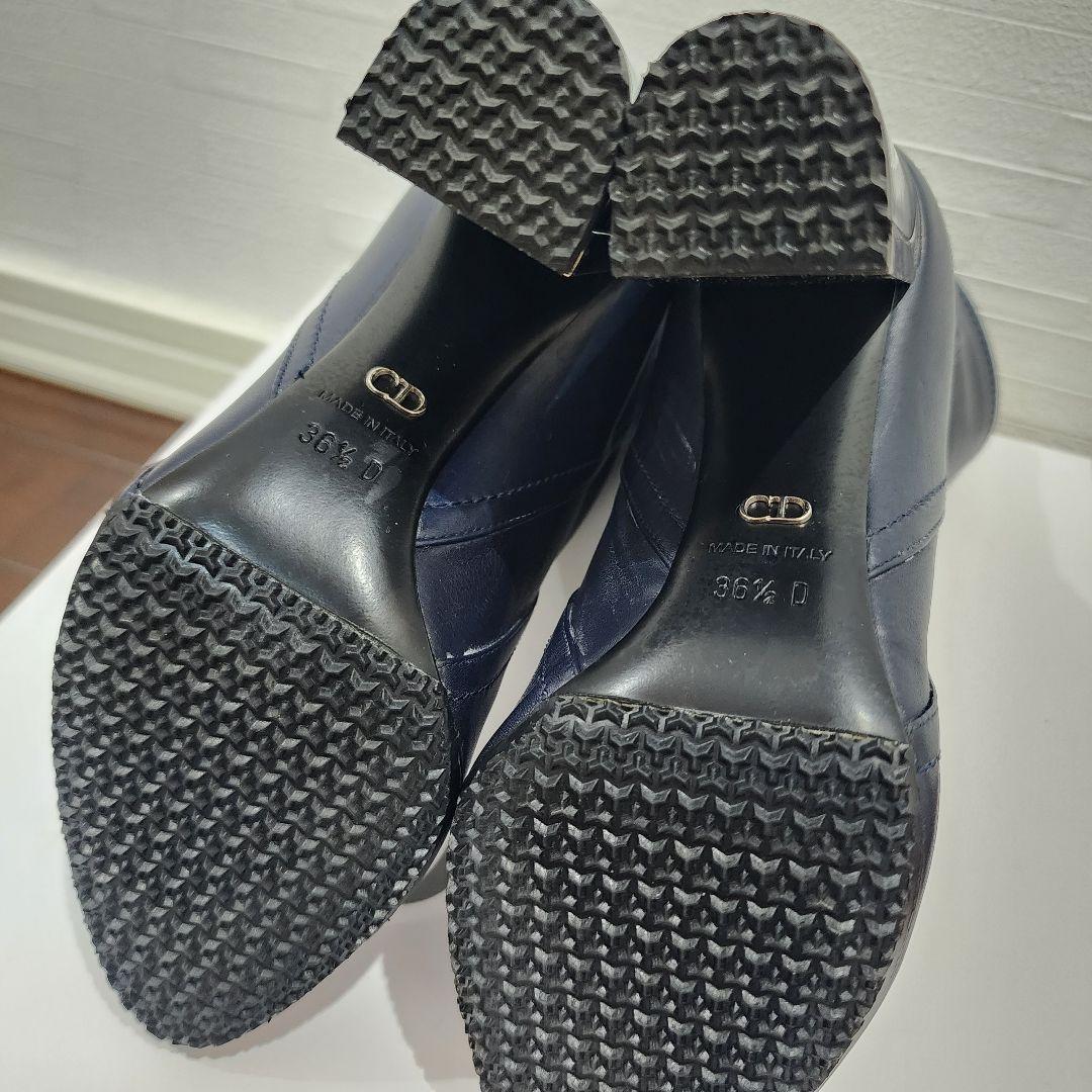 Christian Dior Short Boots Shoes EU 36.5 US 6.5 Leather Navy Authentic