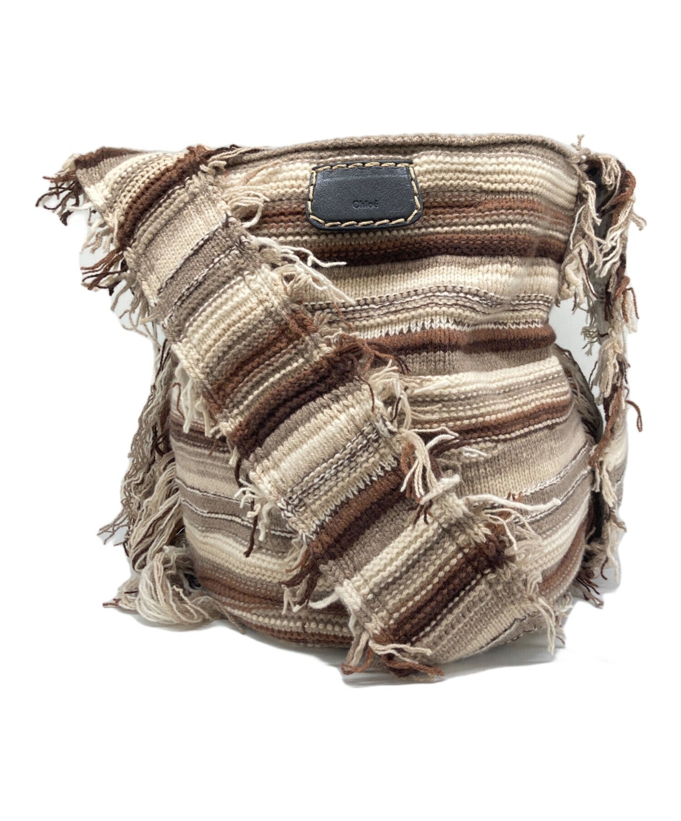 Chloe Shoulder Bag Purse Jorge Multicolor Black Stripe Knit Bucket Bag Authentic