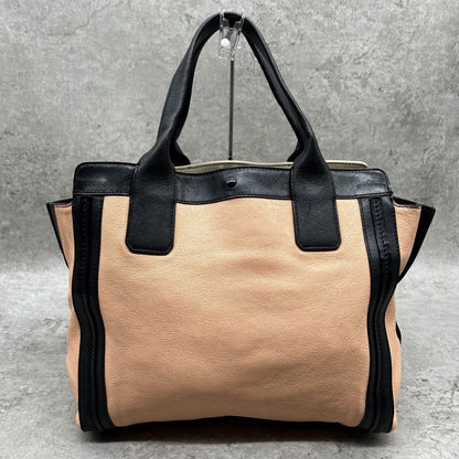 Chloe Hand Bag Tote Purse Leather Black Pink Beige Authentic