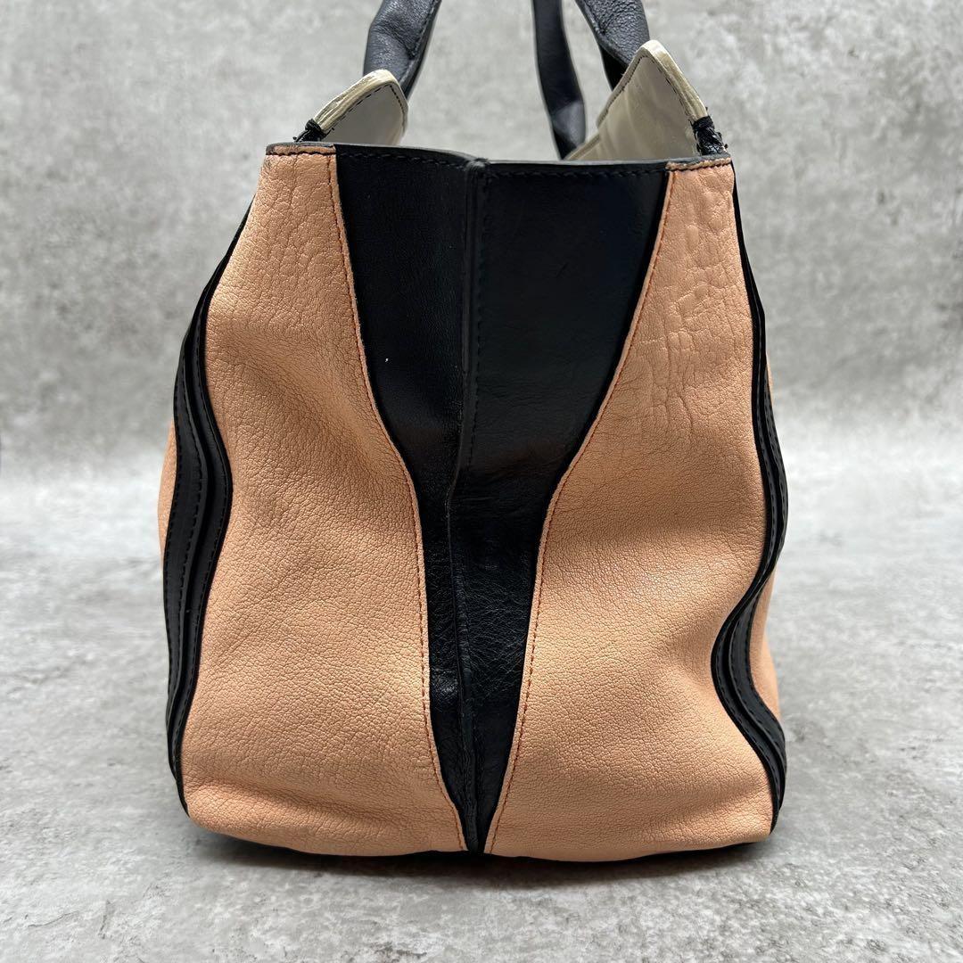 Chloe Hand Bag Tote Purse Leather Black Pink Beige Authentic