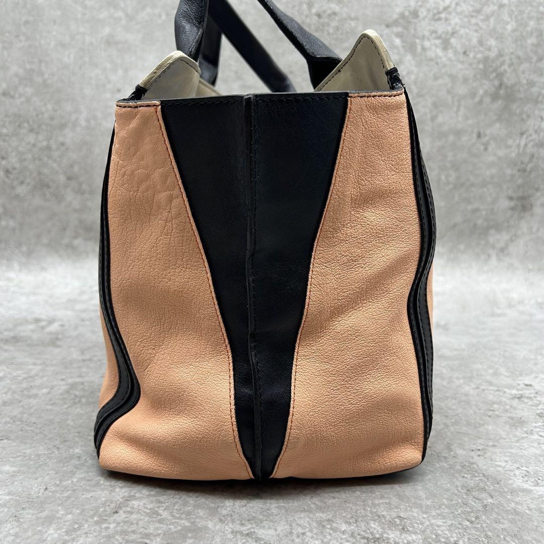 Chloe Hand Bag Tote Purse Leather Black Pink Beige Authentic