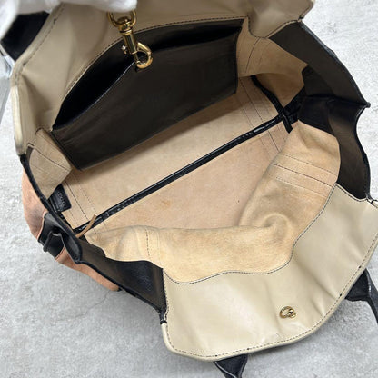 Chloe Hand Bag Tote Purse Leather Black Pink Beige Authentic