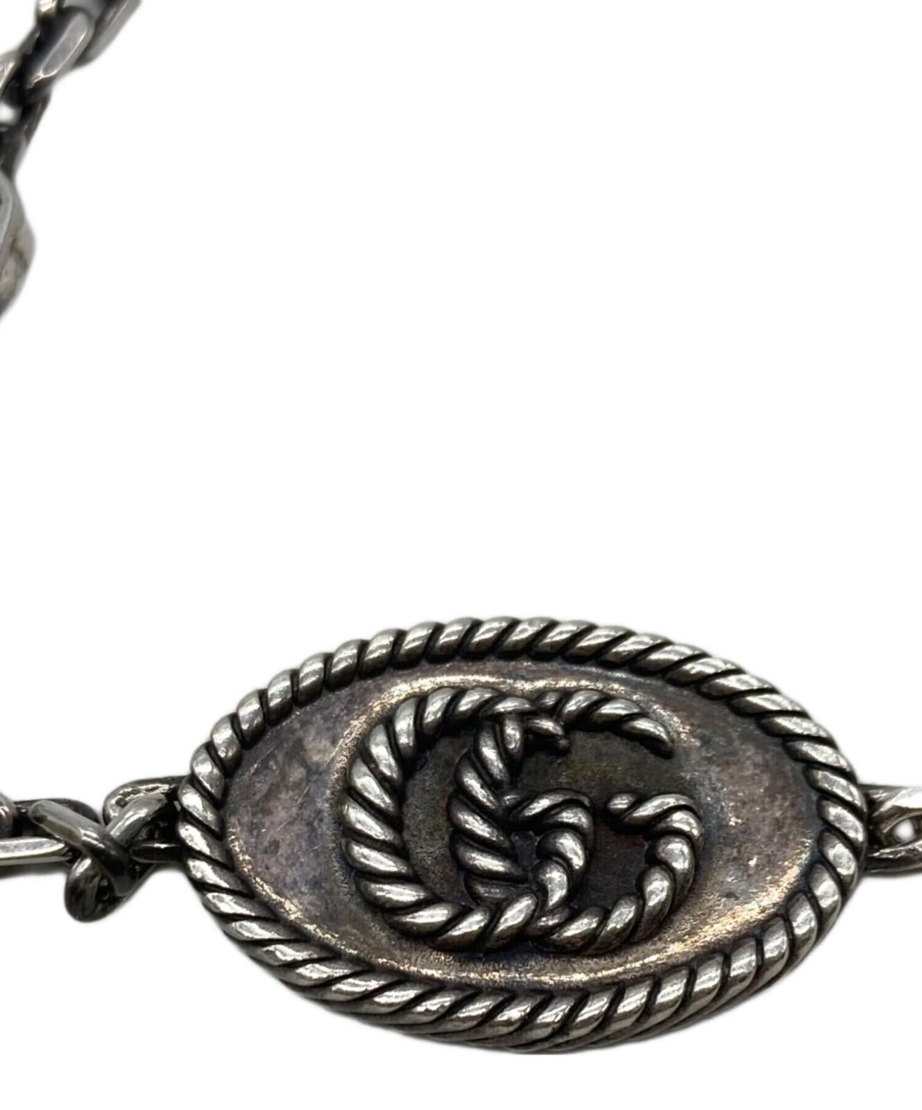 GUCCI Bracelet Bangle Double G Silver Men Accessory Authentic