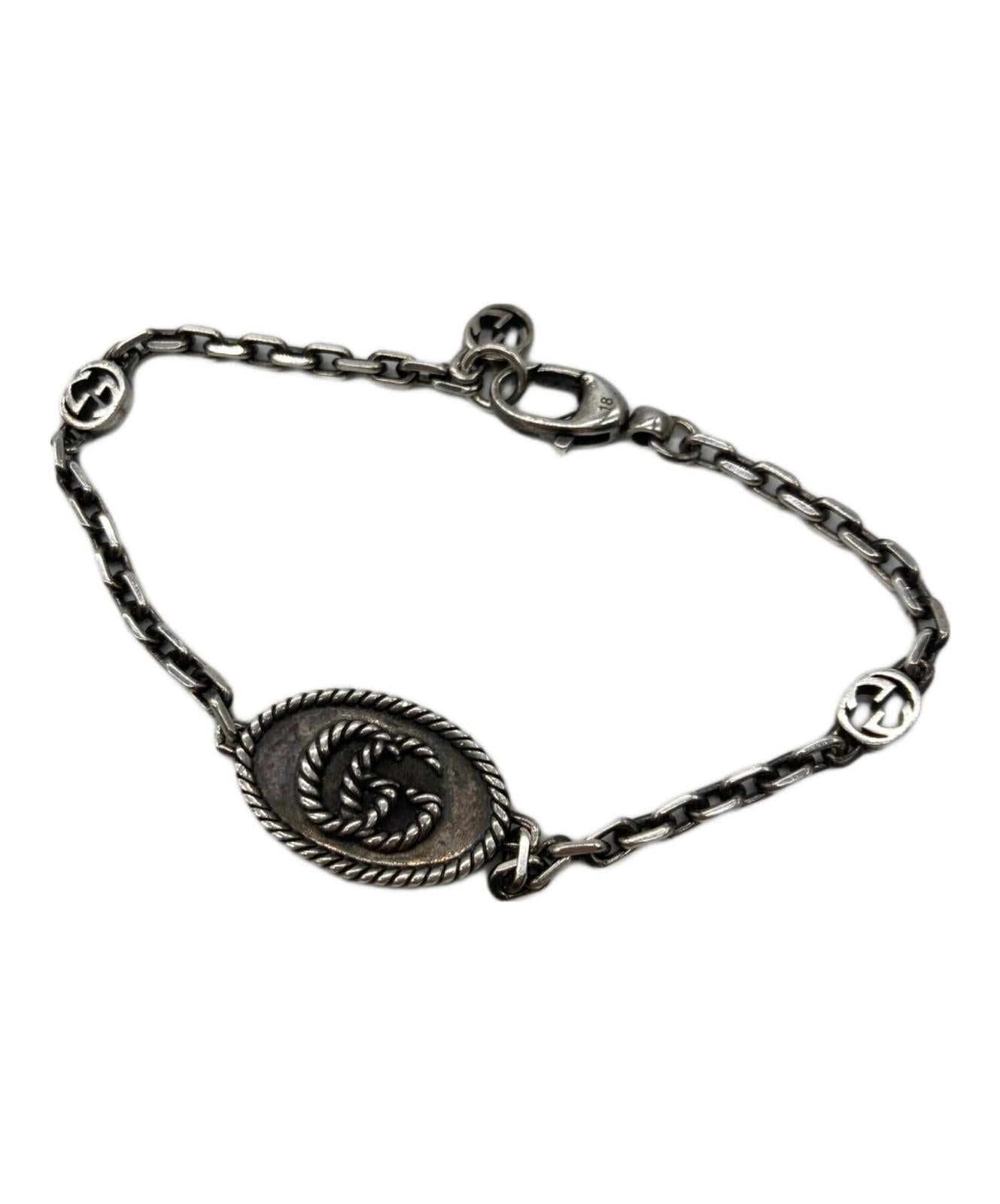 GUCCI Bracelet Bangle Double G Silver Men Accessory Authentic