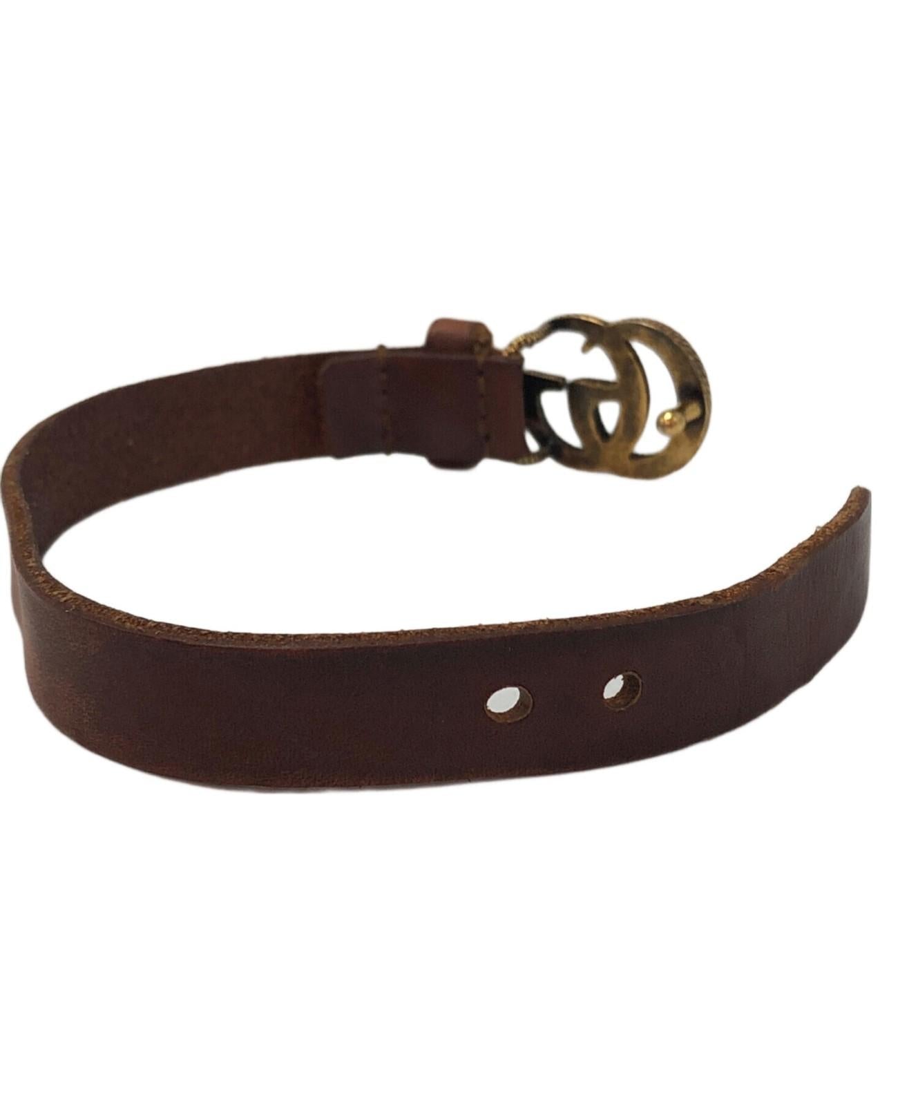 GUCCI Bracelet Bangle Leather Brown Men Accessory Authentic