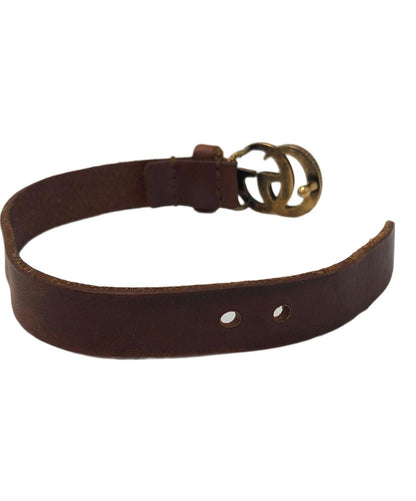 GUCCI Bracelet Bangle Leather Brown Men Accessory Authentic