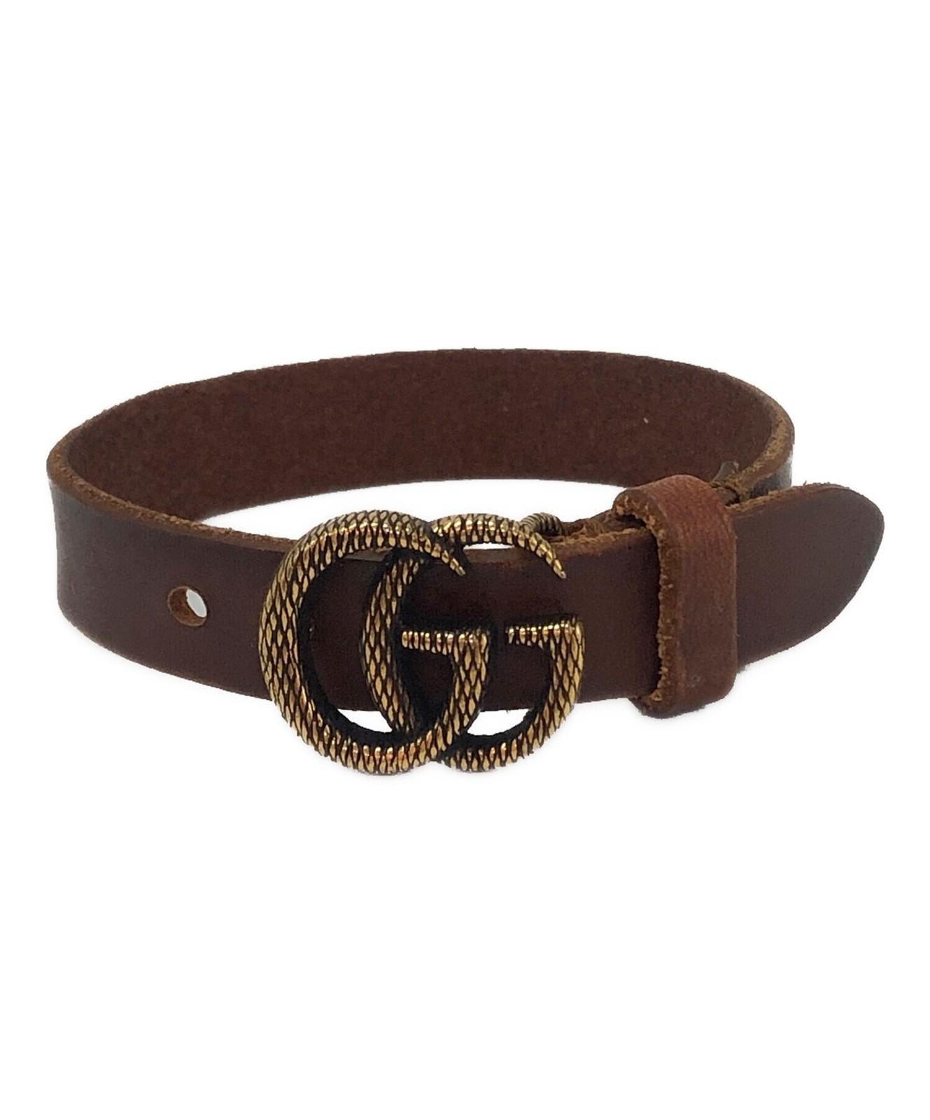 GUCCI Bracelet Bangle Leather Brown Men Accessory Authentic