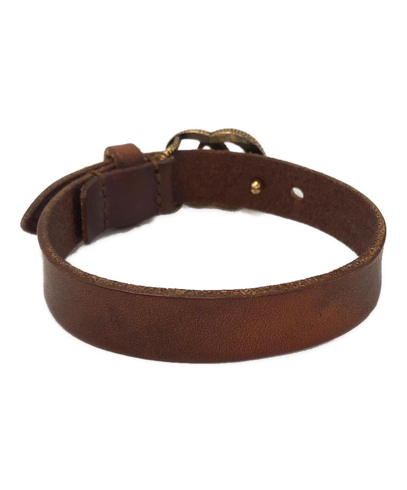 GUCCI Bracelet Bangle Leather Brown Men Accessory Authentic