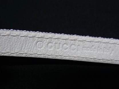 GUCCI Bracelet Bangle LOVES YOU White Red Canvas Leather Women Accessory Auth