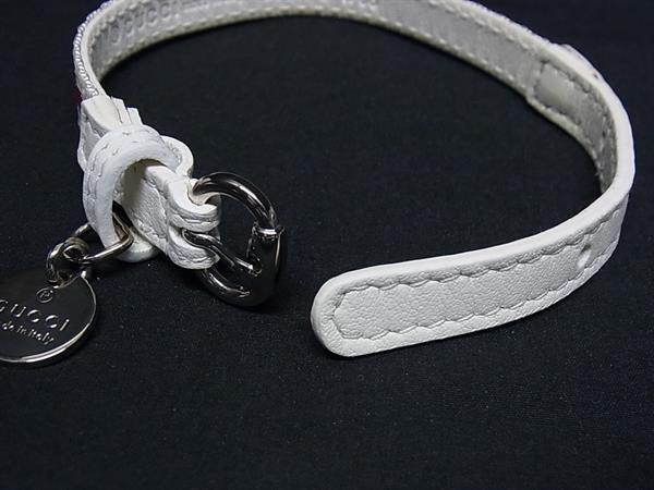 GUCCI Bracelet Bangle LOVES YOU White Red Canvas Leather Women Accessory Auth