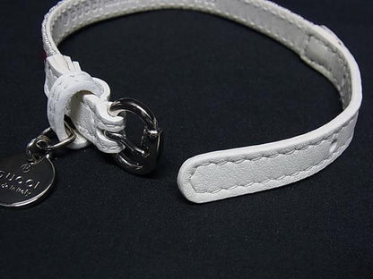 GUCCI Bracelet Bangle LOVES YOU White Red Canvas Leather Women Accessory Auth