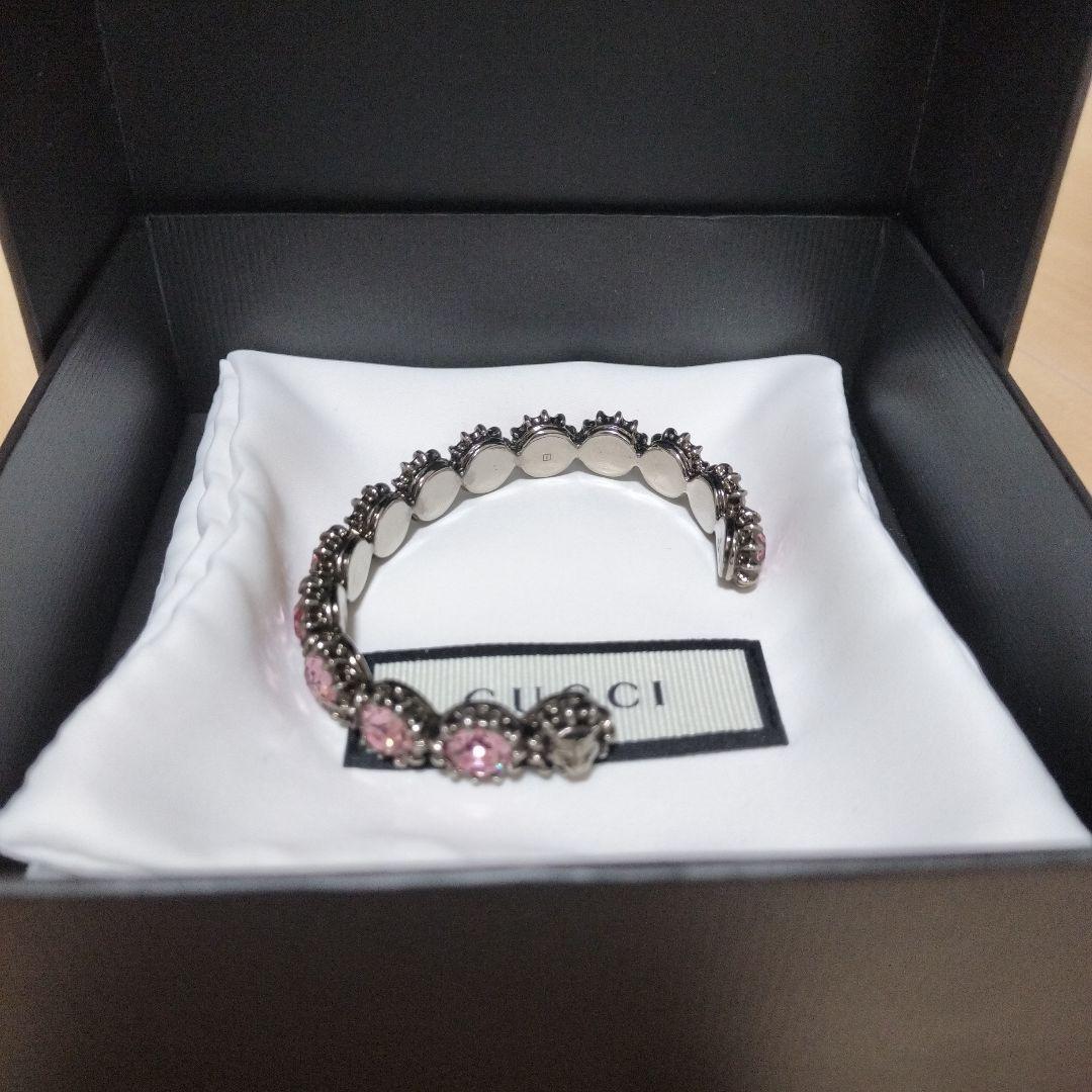 GUCCI Bracelet Bangle Pink stone Women Accessory Authentic