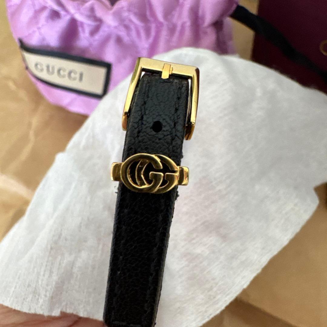 GUCCI Bracelet Bangle Double G black leather Women Accessory Authentic