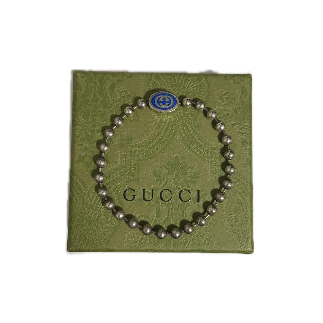 GUCCI Bracelet Bangle Ball Chain Silver Women Accessory Authentic