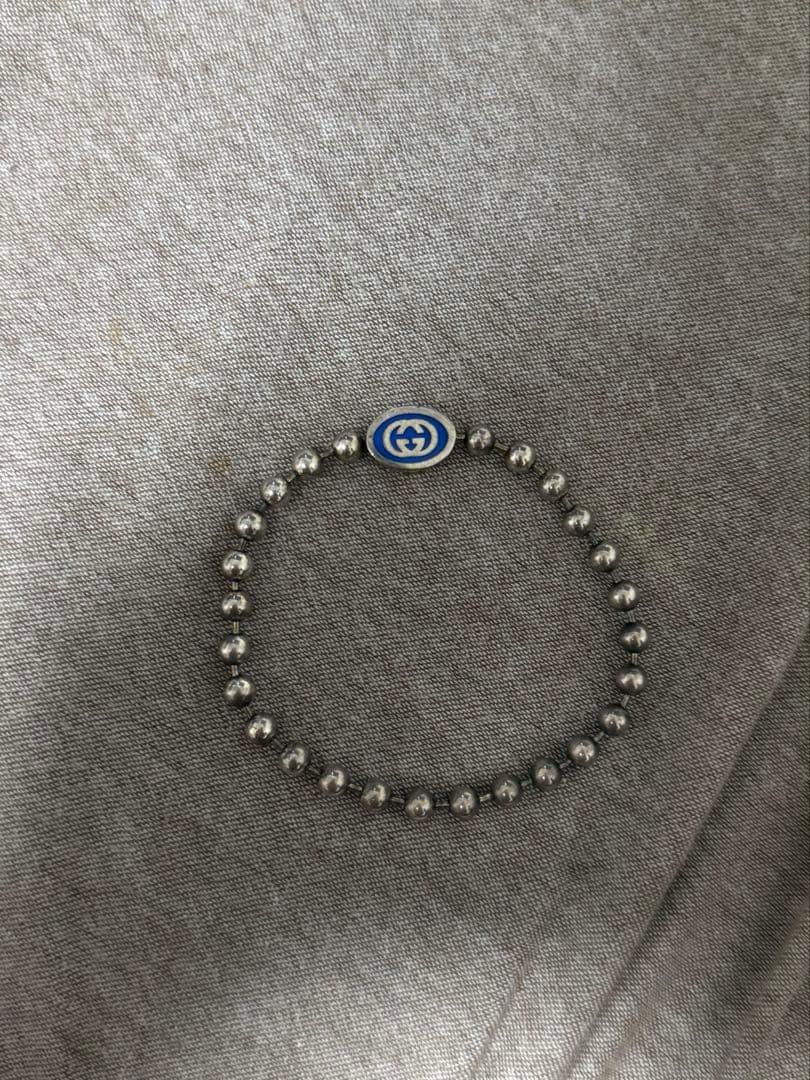 GUCCI Bracelet Bangle Ball Chain Silver Women Accessory Authentic