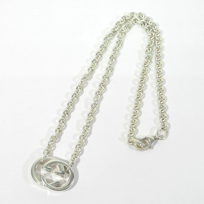 GUCCI Necklace Pendant Interlocking G Silver 925 Women Accessory Authentic