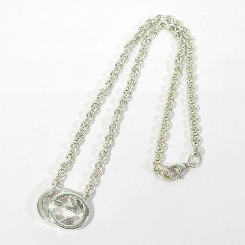 GUCCI Necklace Pendant Interlocking G Silver 925 Women Accessory Authentic