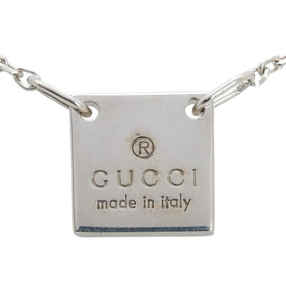 GUCCI Necklace Pendant Square Plate Logo Silver 925 Women Accessory Authentic