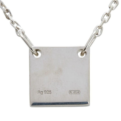 GUCCI Necklace Pendant Square Plate Logo Silver 925 Women Accessory Authentic