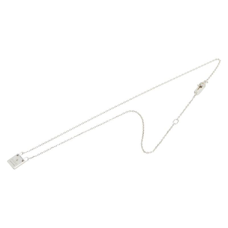 GUCCI Necklace Pendant Square Plate Logo Silver 925 Women Accessory Authentic