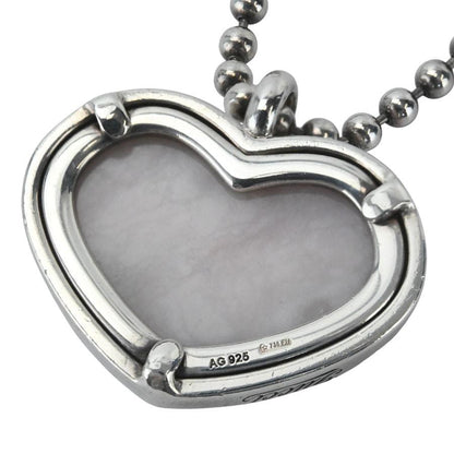 GUCCI Necklace Pendant Interlocking G Heart Silver Ag925 Women Accessory Auth