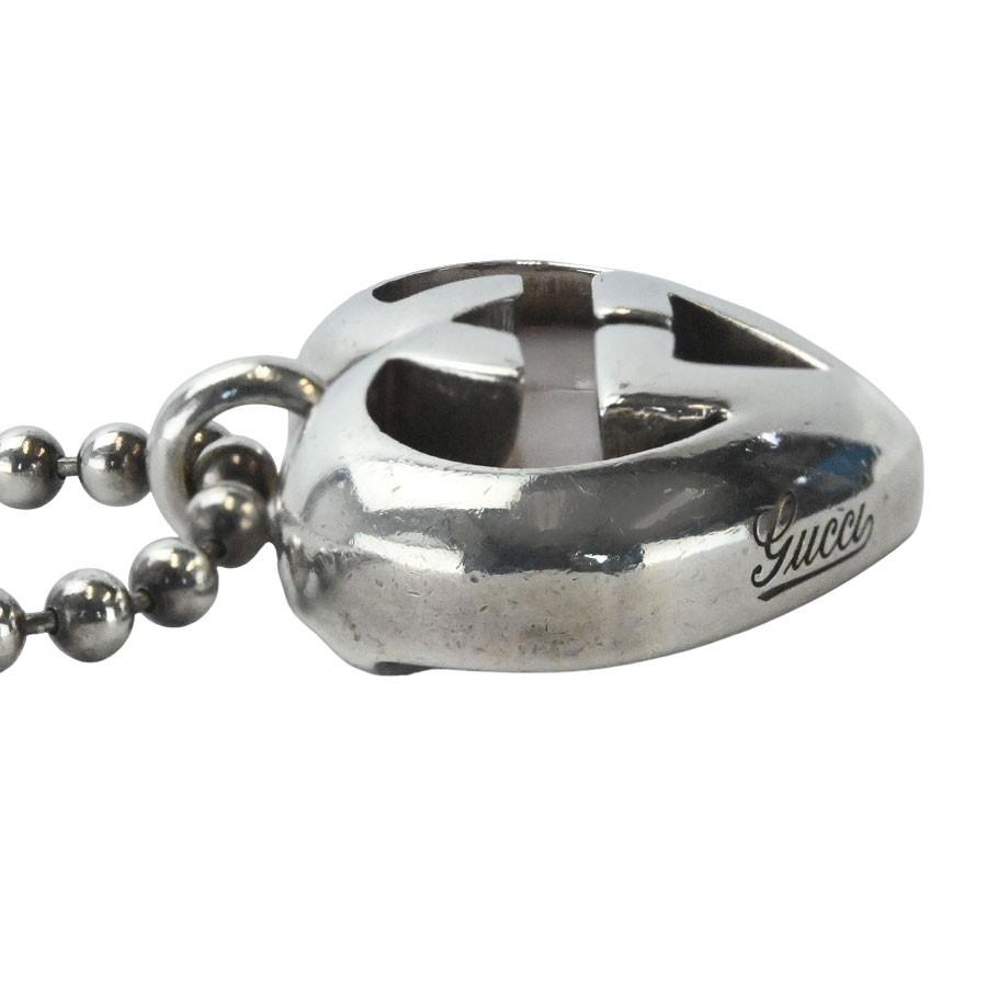 GUCCI Necklace Pendant Interlocking G Heart Silver Ag925 Women Accessory Auth
