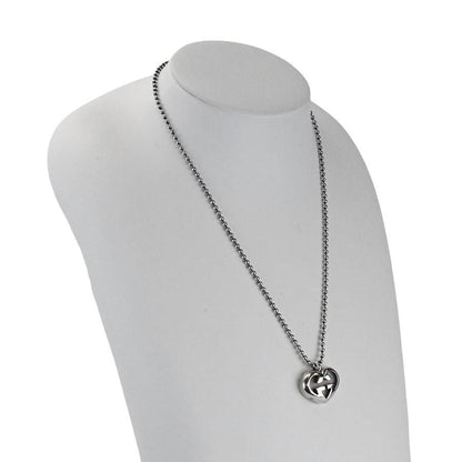 GUCCI Necklace Pendant Interlocking G Heart Silver Ag925 Women Accessory Auth