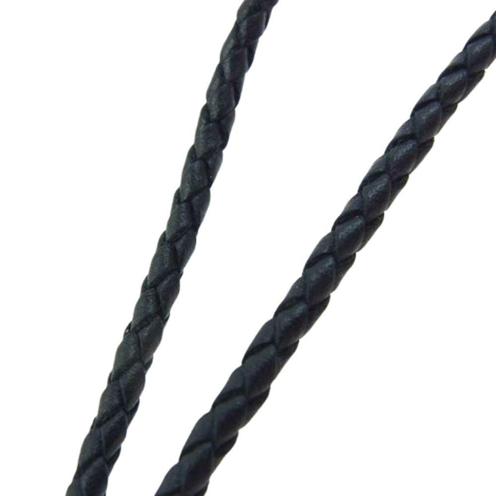 GUCCI Necklace Pendant Crest Coin Leather Black Silver Men Accessory Authentic