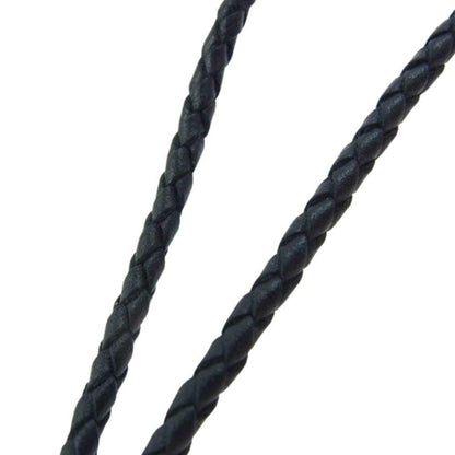 GUCCI Necklace Pendant Crest Coin Leather Black Silver Men Accessory Authentic