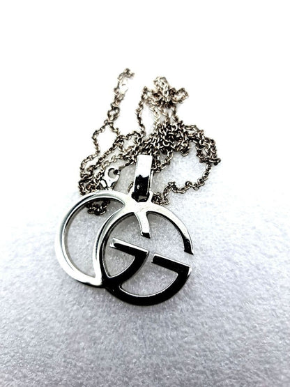 GUCCI Necklace Pendant Interlocking GG Silver 925 Unisex Accessory Authentic