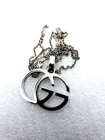 GUCCI Necklace Pendant Interlocking GG Silver 925 Unisex Accessory Authentic