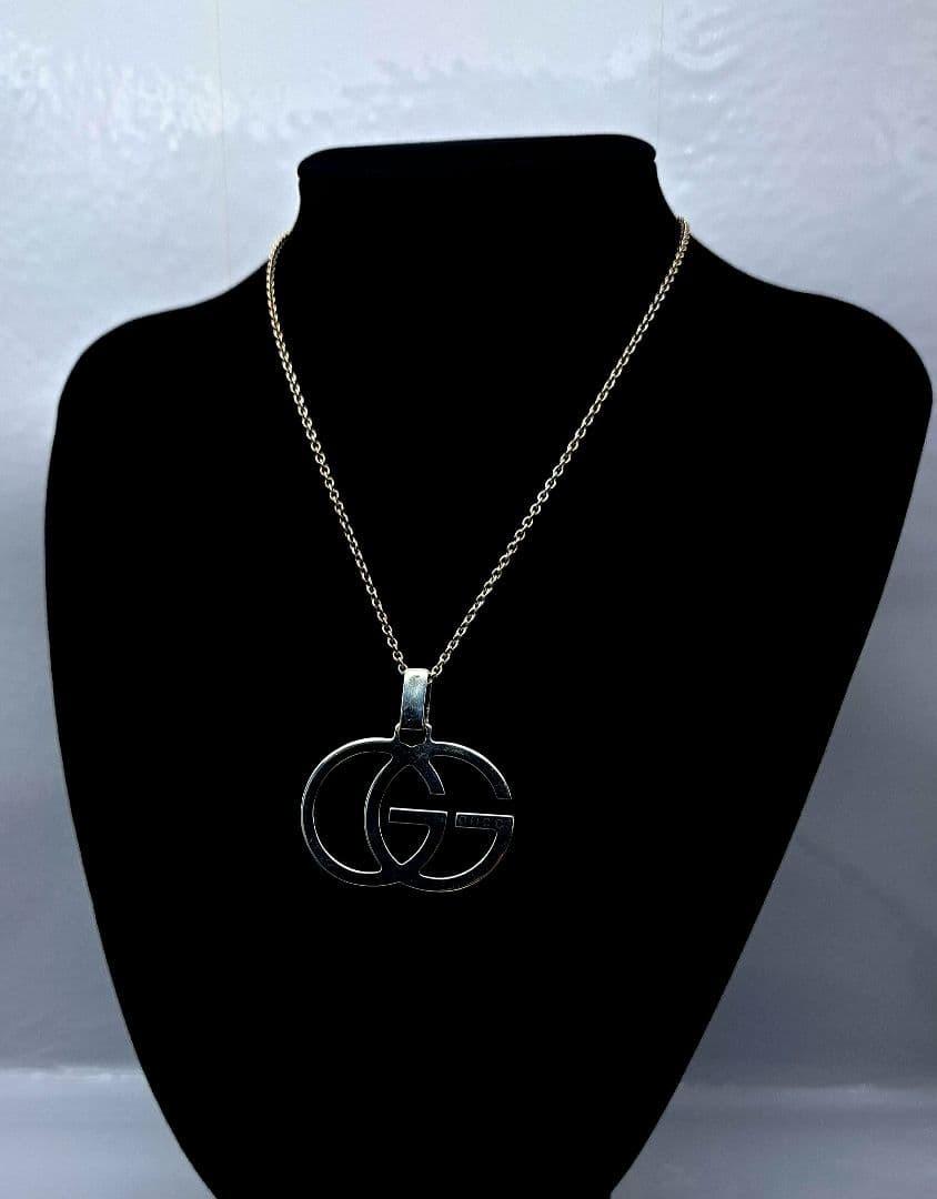 GUCCI Necklace Pendant Interlocking GG Silver 925 Unisex Accessory Authentic